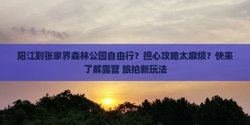阳江到张家界森林公园自由行？担心攻略太麻烦？快来了解露营+旅拍新玩法