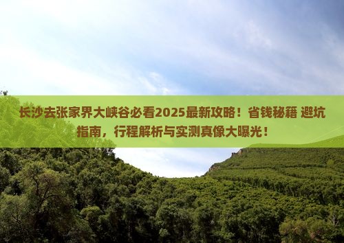 长沙去张家界大峡谷旅行社