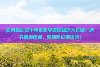 如何规划汉中至张家界玻璃栈道六日游？避开拥堵痛点，解锁网红新体验！