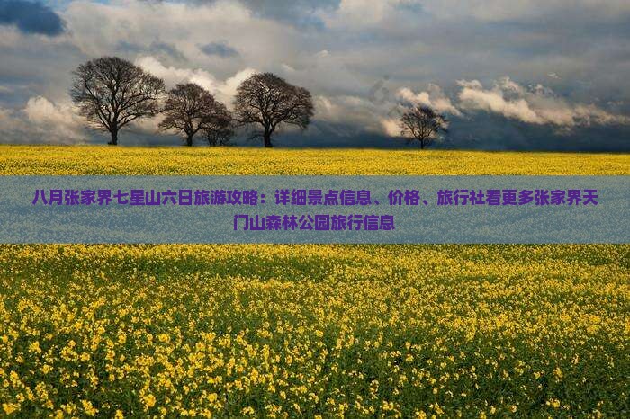 八月张家界七星山六日旅游攻略：详细景点信息、价格、旅行社看更多张家界天门山森林公园旅行信息