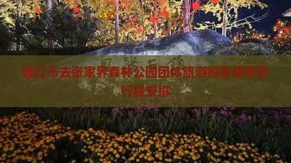 通辽市去张家界森林公园团体旅游招募启事及行程安排