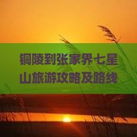 铜陵到张家界七星山旅游攻略及路线、团报价与乘车指南