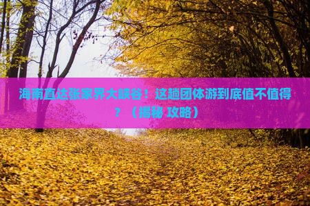 海南省直辖到张家界大峡谷团体旅游