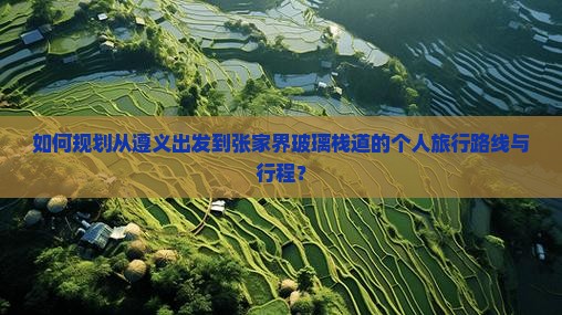 如何规划从遵义出发到张家界玻璃栈道的个人旅行路线与行程？