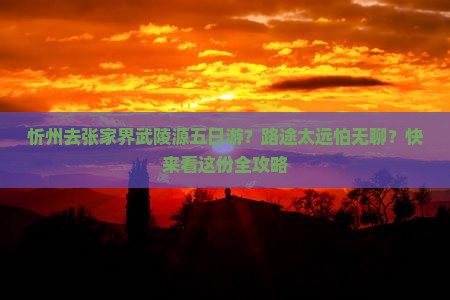 忻州去张家界武陵源五日游？路途太远怕无聊？快来看这份全攻略