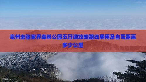 亳州去张家界森林公园五日游