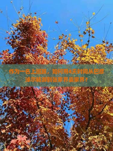 作为一名上班族，如何用4天时间从巴彦淖尔畅游到张家界袁家界？