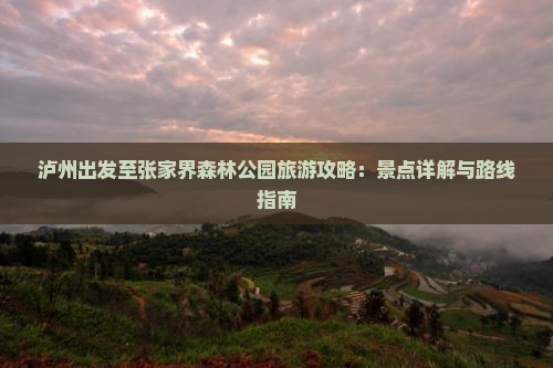 泸州出发至张家界森林公园旅游攻略：景点详解与路线指南