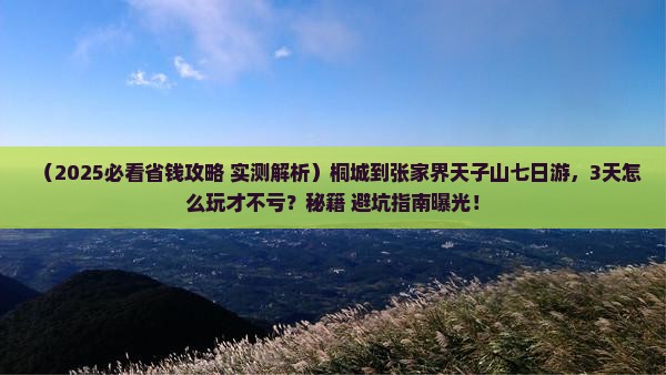 桐城到张家界天子山七日游
