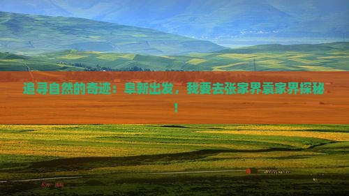 追寻自然的奇迹：阜新出发，我要去张家界袁家界探秘！