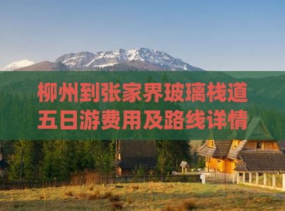 柳州到张家界玻璃栈道五日游费用及路线详情