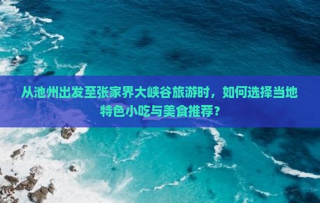 从池州出发至张家界大峡谷旅游时，如何选择当地特色小吃与美食推荐？