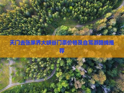 天门去张家界大峡谷门票价格及自驾游路线推荐