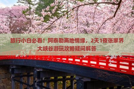 旅行小白必看！阿泰勒两地情缘，2天1夜张家界大峡谷游玩攻略疑问解答