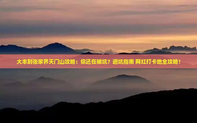 大丰到张家界天门山攻略