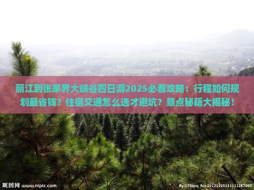 丽江到张家界大峡谷四日游