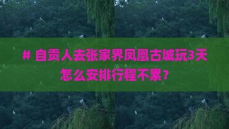 自贡去张家界凤凰古城攻略