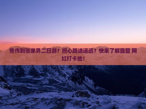 焦作到张家界二日游