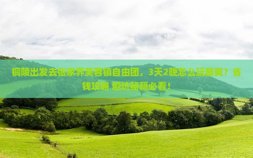 铜陵去张家界芙蓉镇自由团