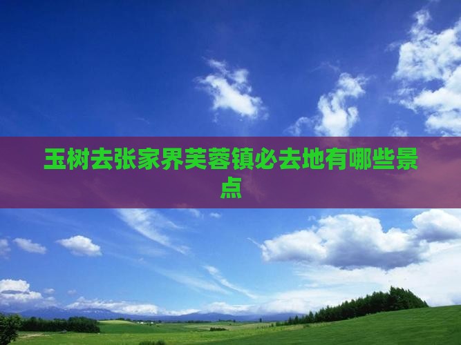 玉树去张家界芙蓉镇必去地有哪些景点