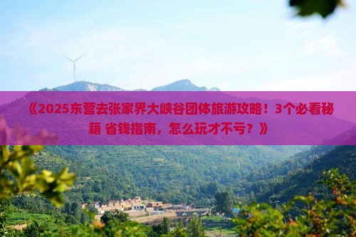 东营去张家界大峡谷团体旅游