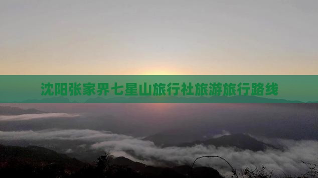 沈阳去张家界七星山旅行社