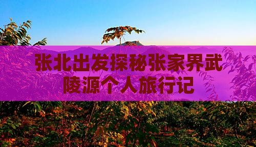 张北出发探秘张家界武陵源个人旅行记